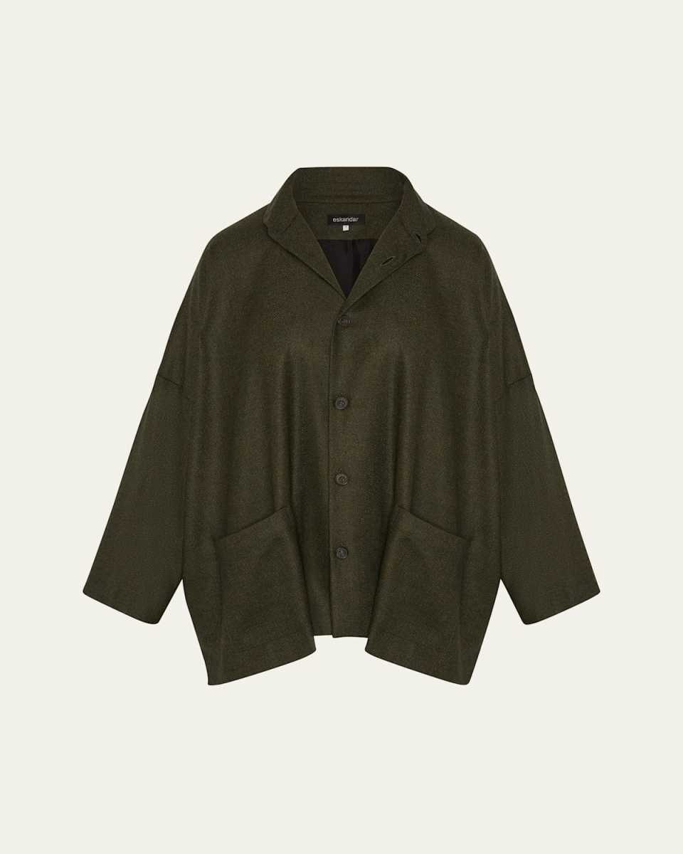 Wide Longer-Back Double-Stand Collar Jacket (Long Length)